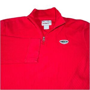 Vintage Hollister Men’s L Red 1/4 Zip Ribbed Pullover Sweater Made In USA 90s‎
